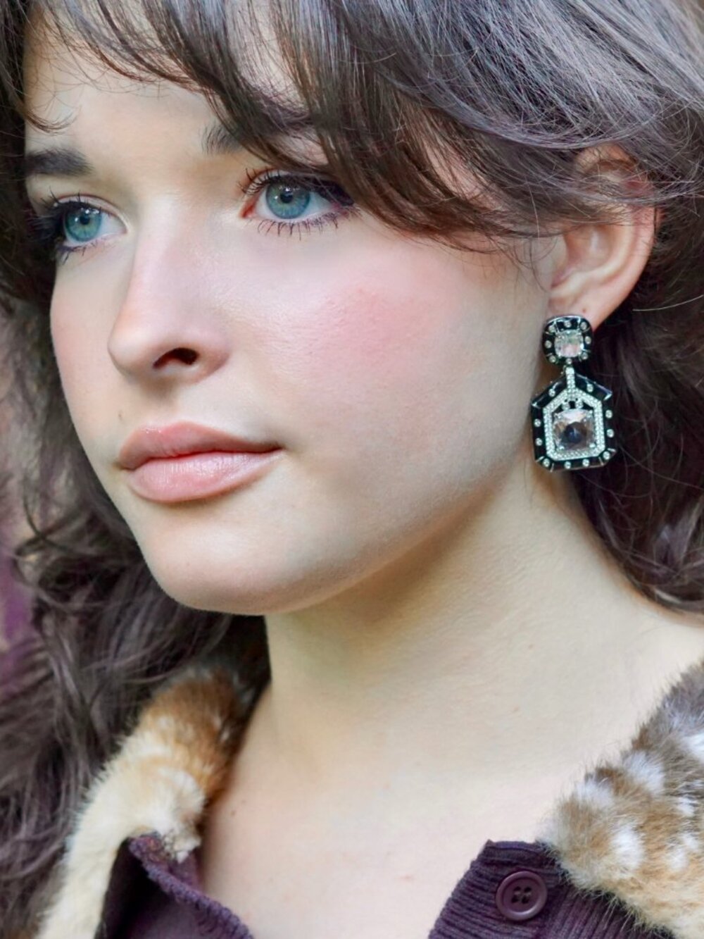 Aura Black Enamel Earrings